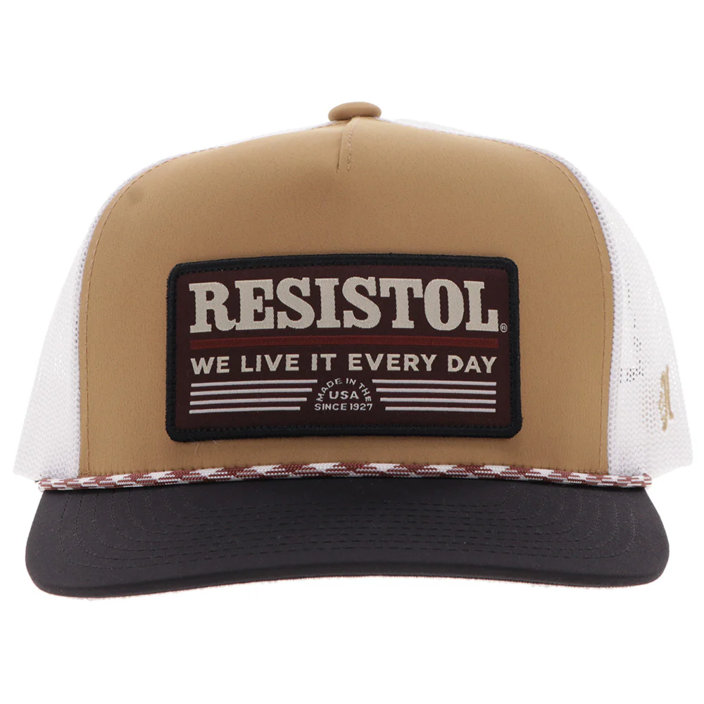"Resistol" Hat Tan & White w/Black & Red Patch - Image 4