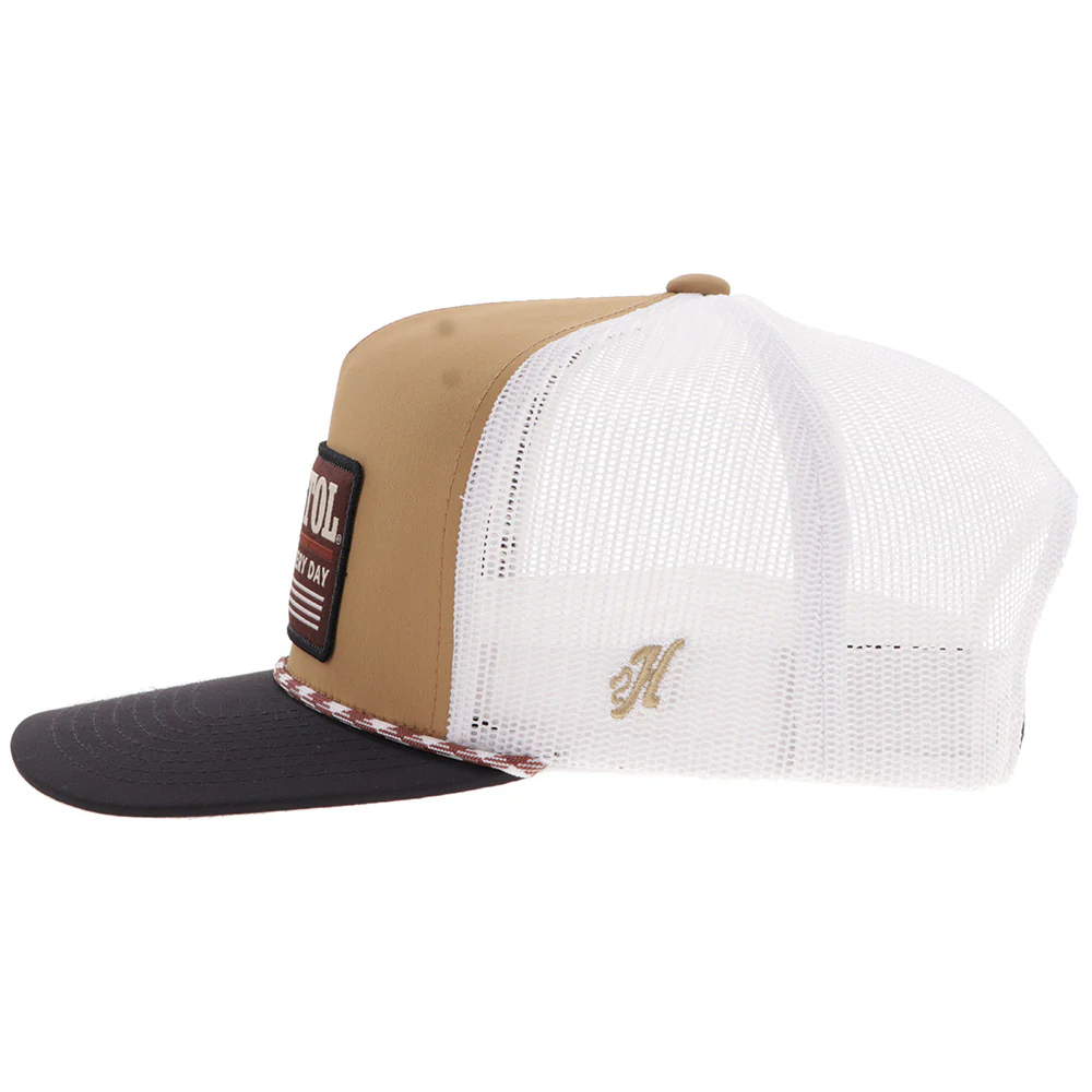 "Resistol" Hat Tan & White w/Black & Red Patch - Image 5