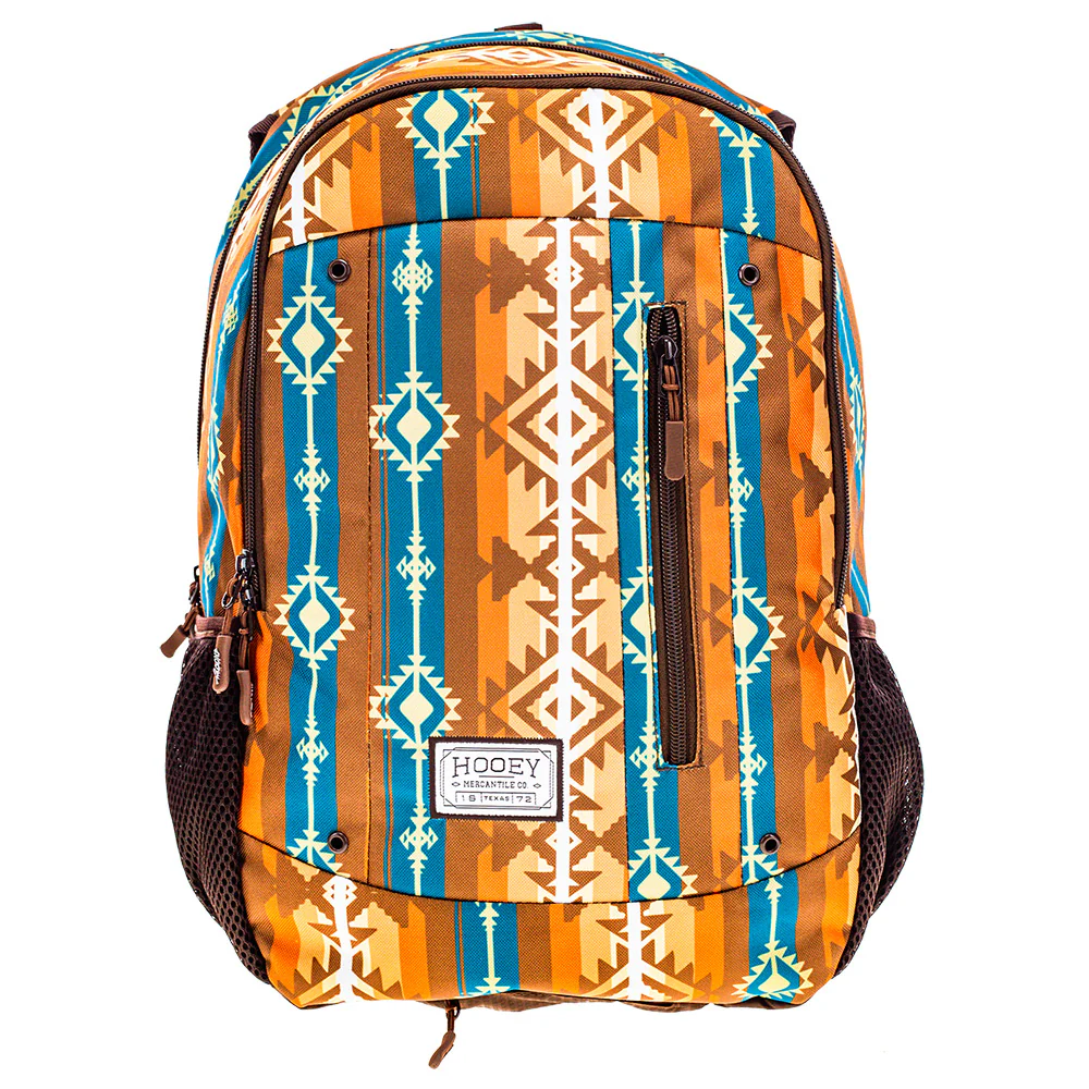 "Rockstar" Hooey Backpack Brown w/ Aztec Print