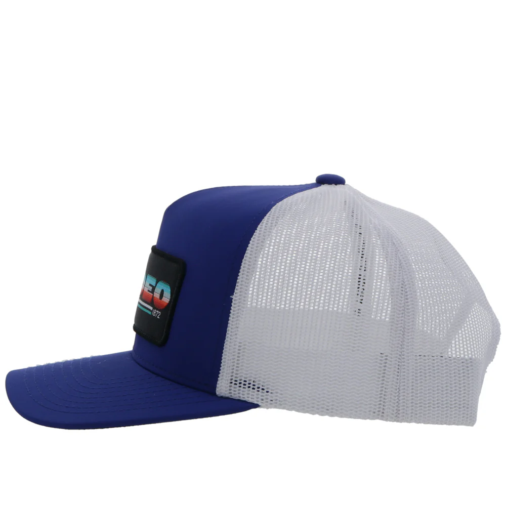 "Rodeo" Blue/White Hat w/Serape & Black Patch - Image 3
