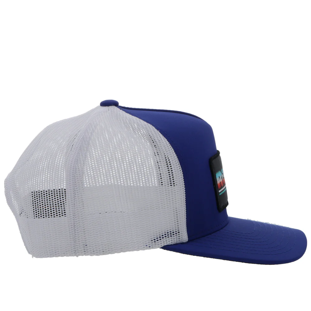 "Rodeo" Blue/White Hat w/Serape & Black Patch - Image 4