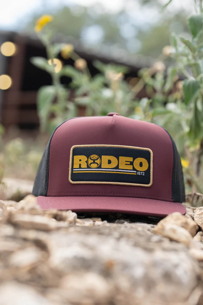 "Rodeo" Hooey Hat Maroon / Black w/ Black & Yellow Patch - Image 6