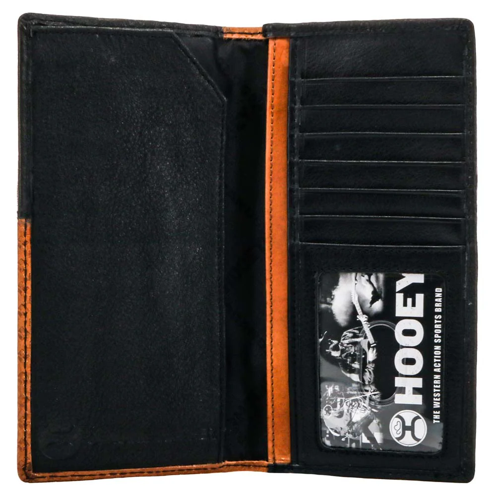 "Hands Up Basket Weave" Rodeo Hooey Wallet Brown w/Black Leather - Image 3