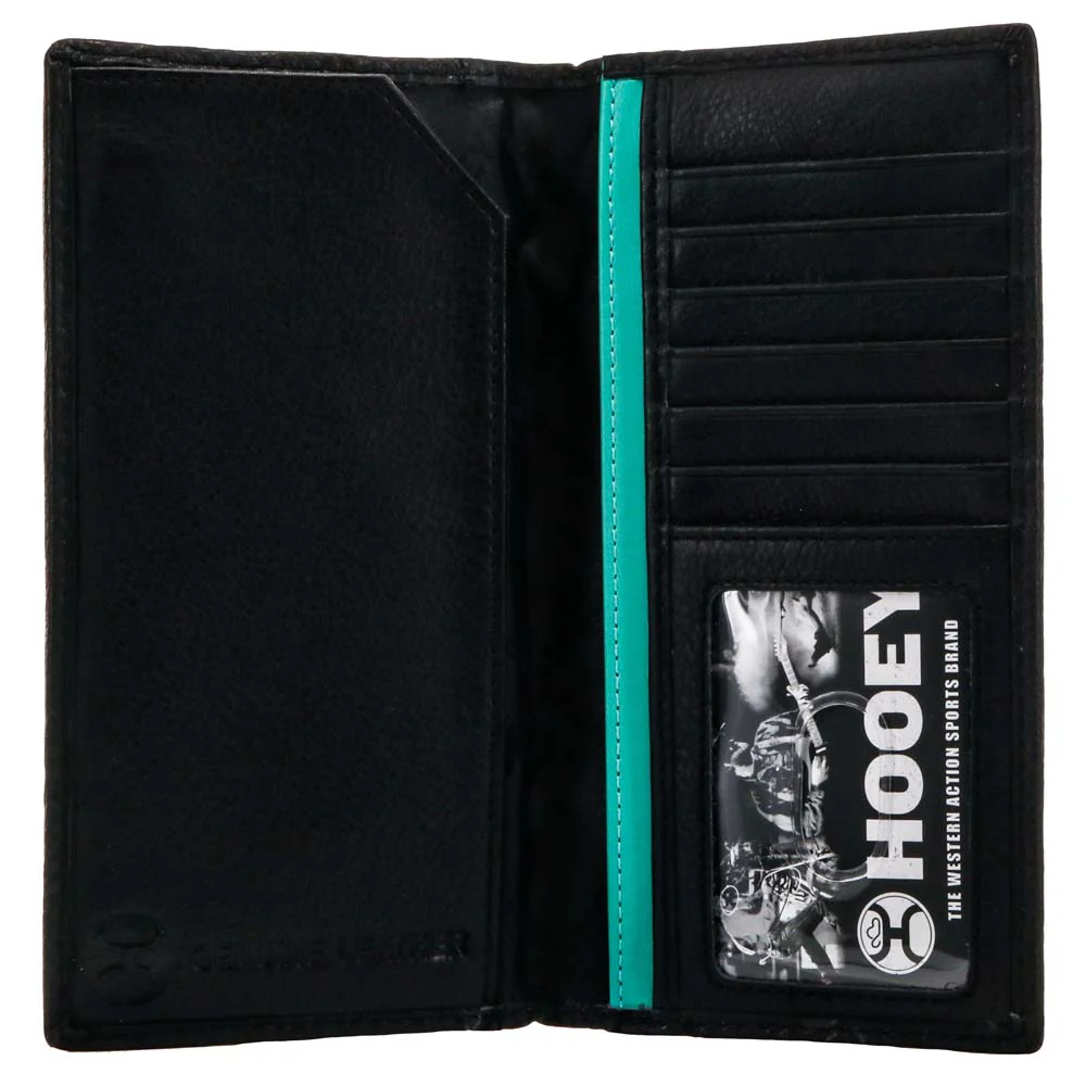 "Black Hawk" Rodeo Hooey Wallet Black/Red Aztec Print - Image 3