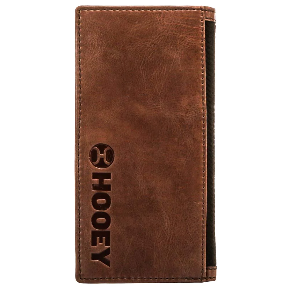 "Hooey Classic Roughout" Rodeo Hooey Wallet Brown Leather -Basket Weave Embossed - Image 2