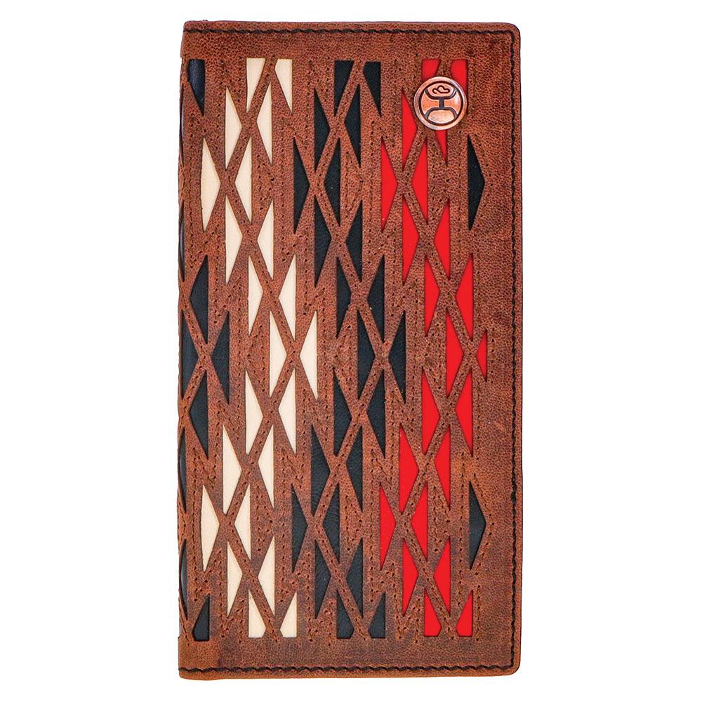 "Chapawee" Rodeo Hooey Wallet Ivory/Red w/Aztec Print