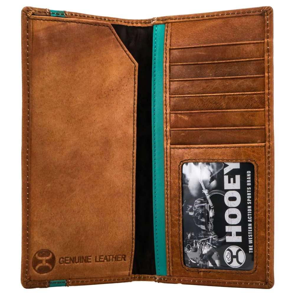 "Tonkawa" Rodeo Hooey Wallet Tan w/Turquoise Aztec - Image 3