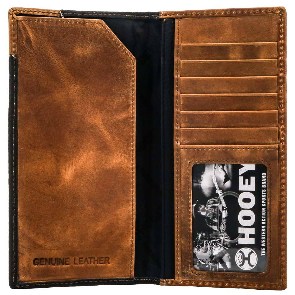 "Roughy Crazy Horse" Rodeo Wallet Black/Brown w/ Diamond Patchwork - Image 3