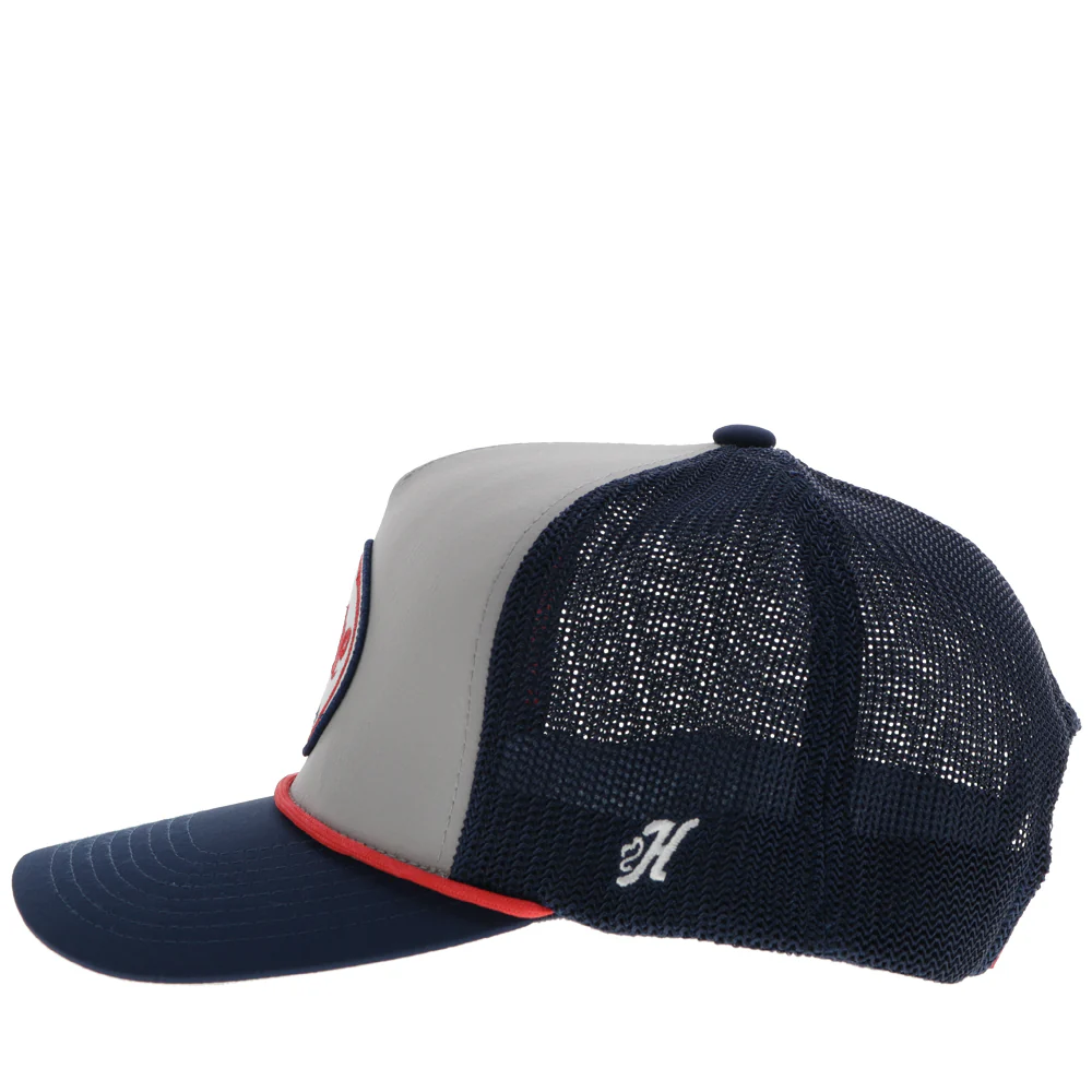 "Rope Like A Girl" Hat Grey/Navy w/Red/White & Blue Patch - Image 3