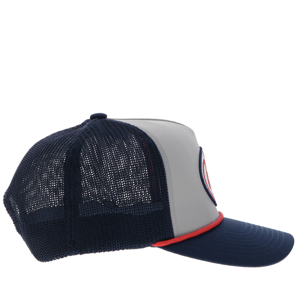 "Rope Like A Girl" Hat Grey/Navy w/Red/White & Blue Patch - Image 5