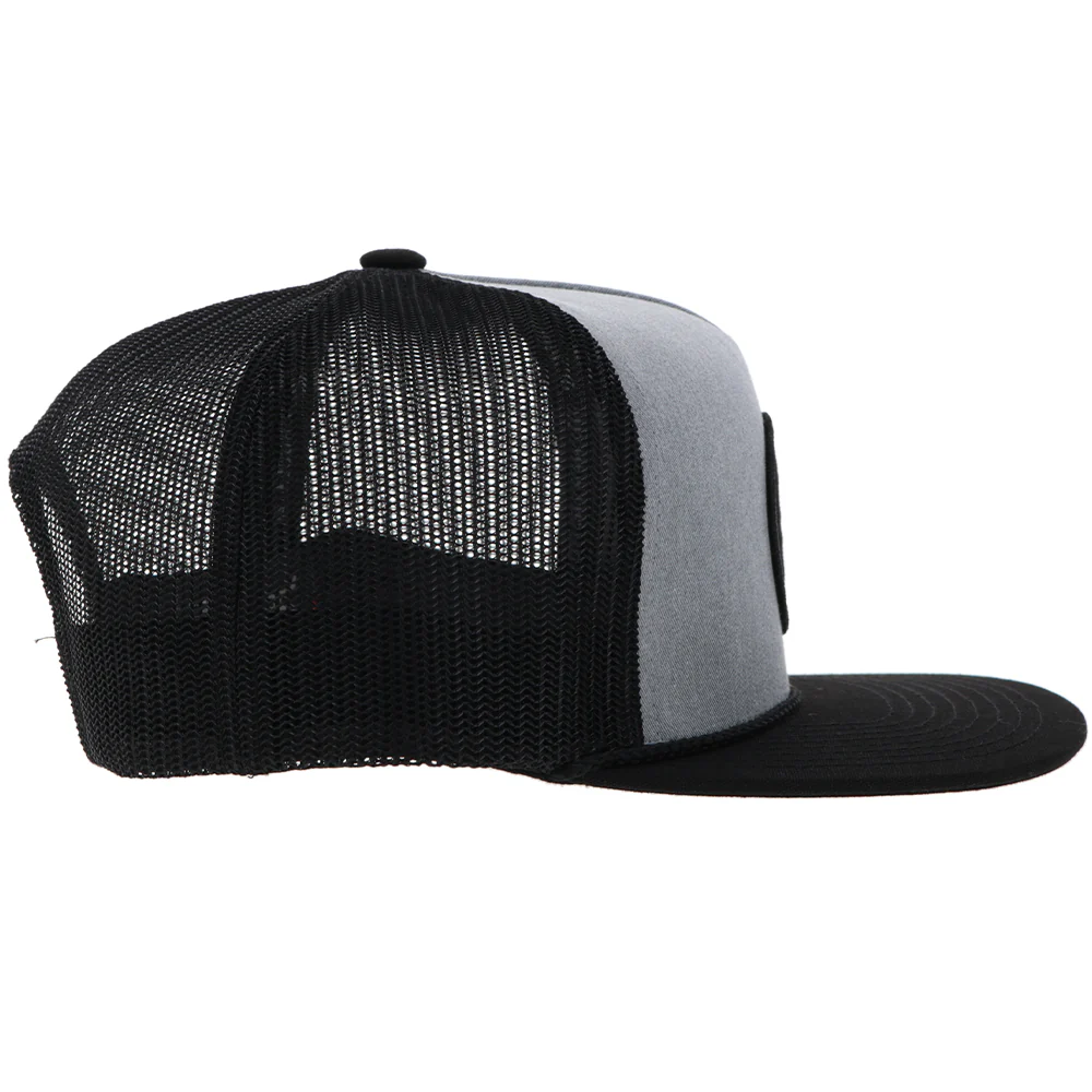 "Rose" HOG Hat Grey/Black w/ Black Circle Patch - Image 3