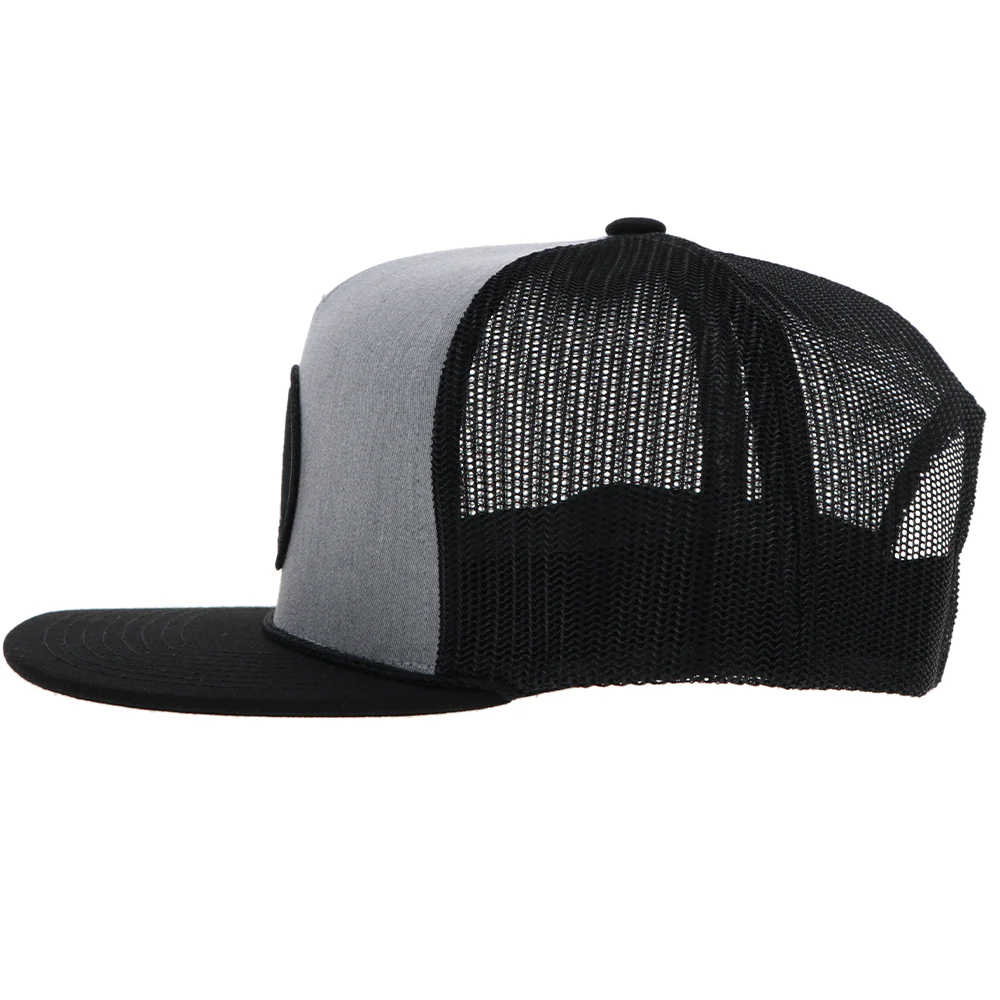 "Rose" HOG Hat Grey/Black w/ Black Circle Patch - Image 5