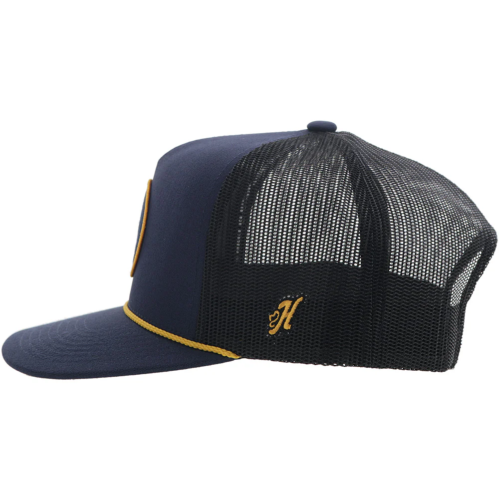 "Rose" HOG Hat Navy w/White & Yellow Circle Patch - Image 5