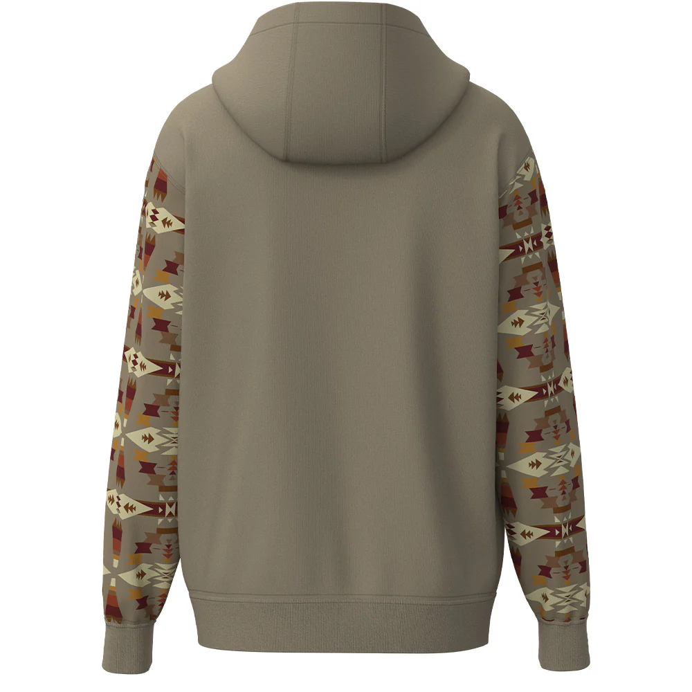 "Roughy Hoody" Tan w/Aztec - Image 2
