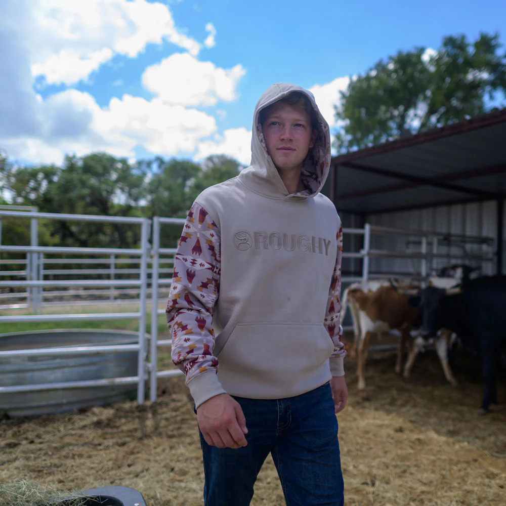 "Roughy Hoody" Tan w/Aztec - Image 3
