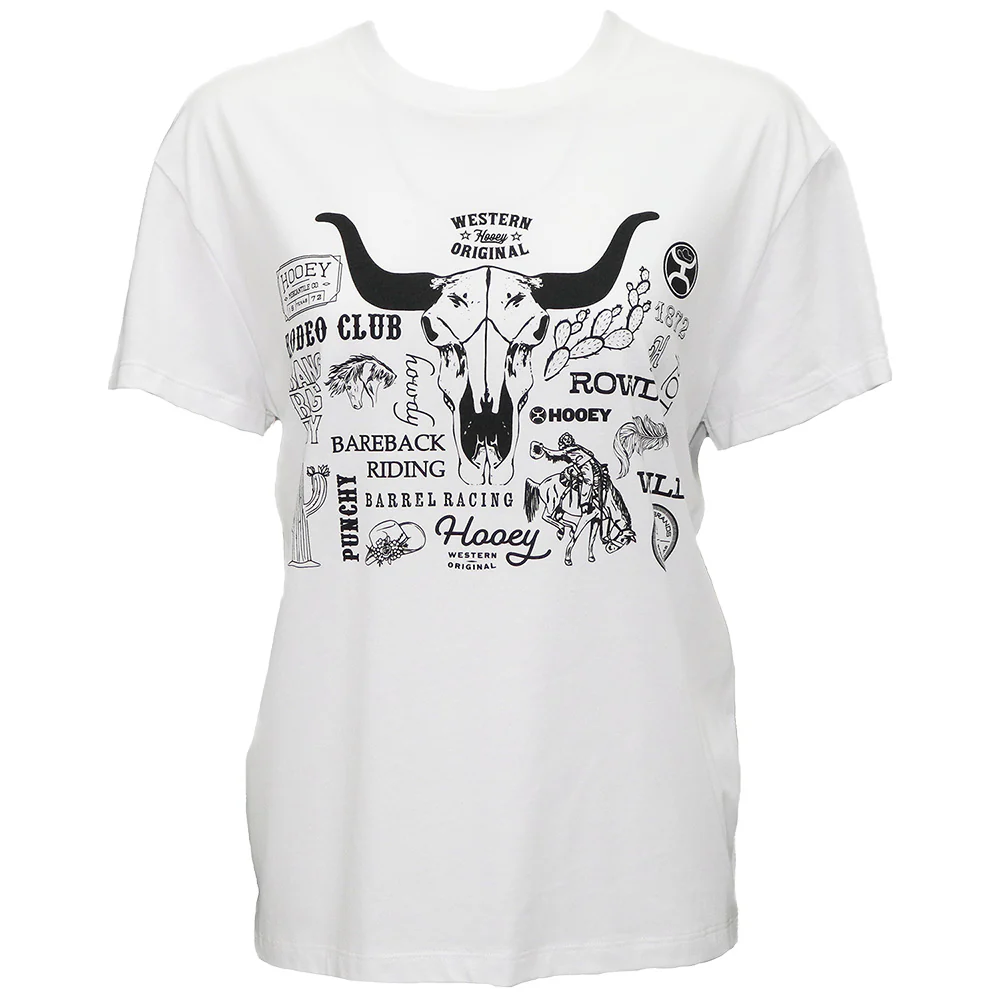 "Roundup" White w/Black Logo T-shirt