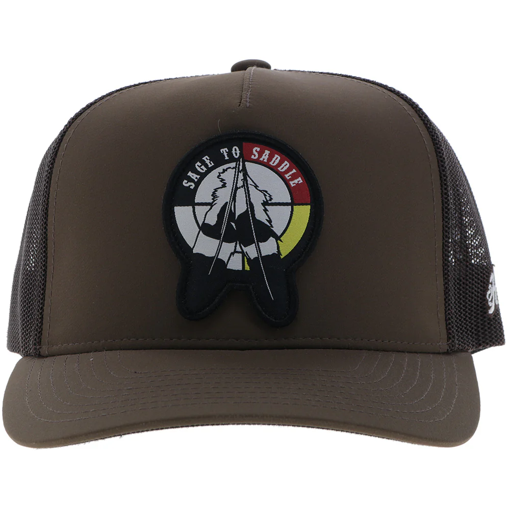 "Sage to Saddle" Hat Brown w/Black/Yellow/Red Circle Patch - Image 4