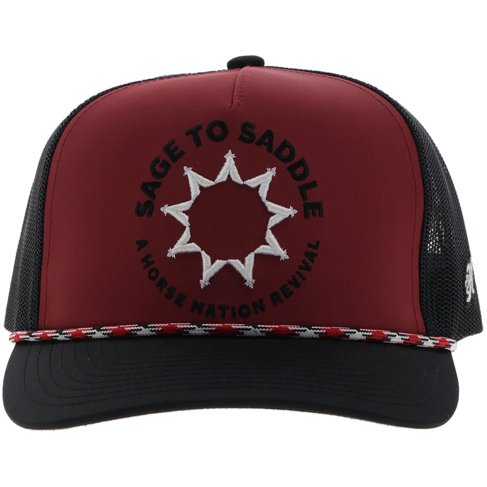 "Sage to Saddle" Hat Red/Black w/Black & White Stiching - Image 4