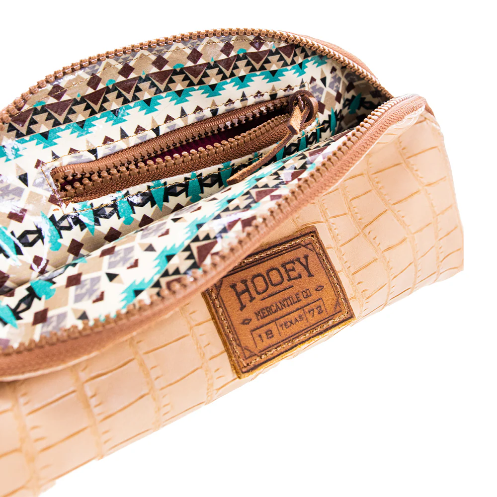 "Sedona Moon" Hooey Small Leather Accessory Bag Cream/Tan - Image 3