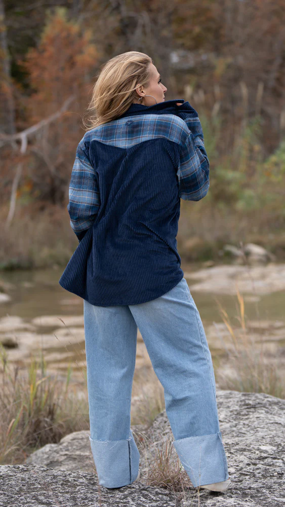 "Shacket" Navy/Blue w/Plaid Pattern - Image 3