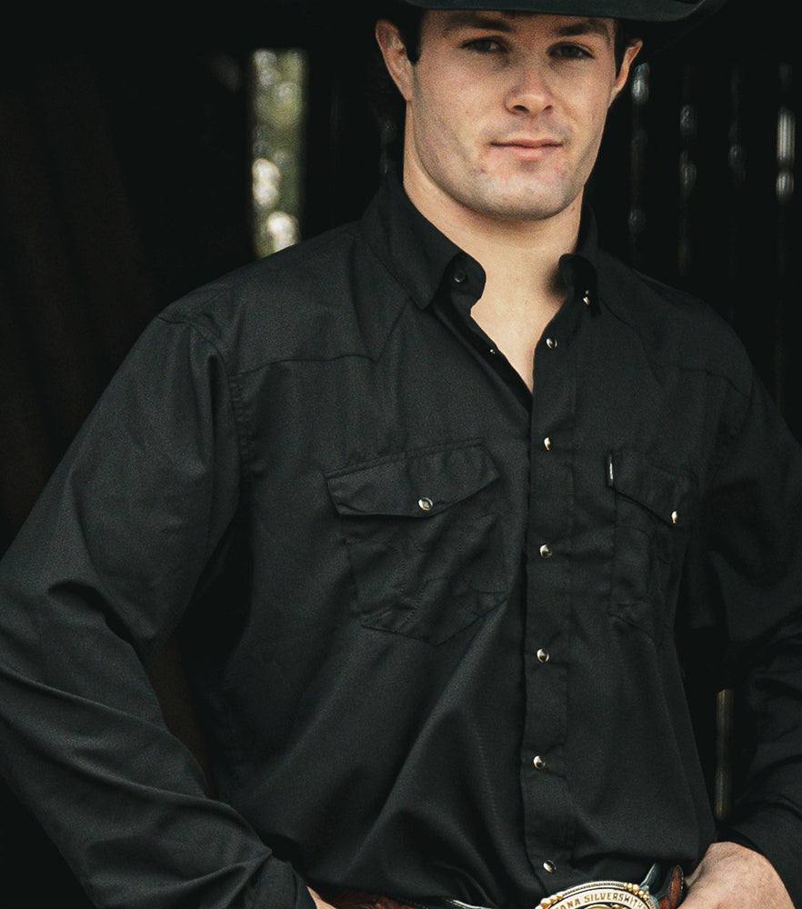 "Sol" Black Long Sleeve Pearl Snap Shirt - Image 3