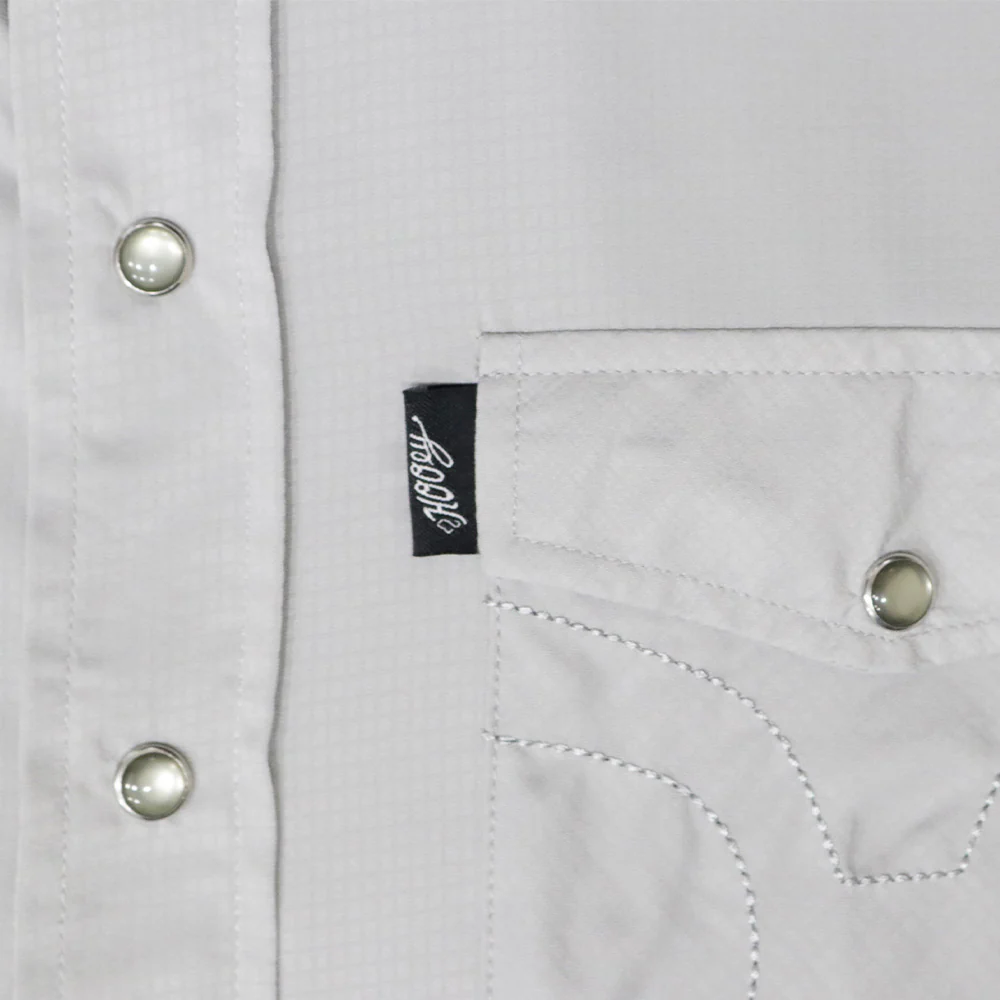 "Sol" Grey Long Sleeve Pearl Snap Shirt - Image 3