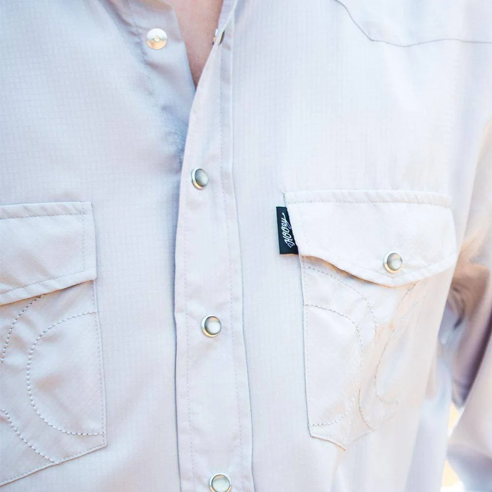 "Sol" Grey Long Sleeve Pearl Snap Shirt - Image 4