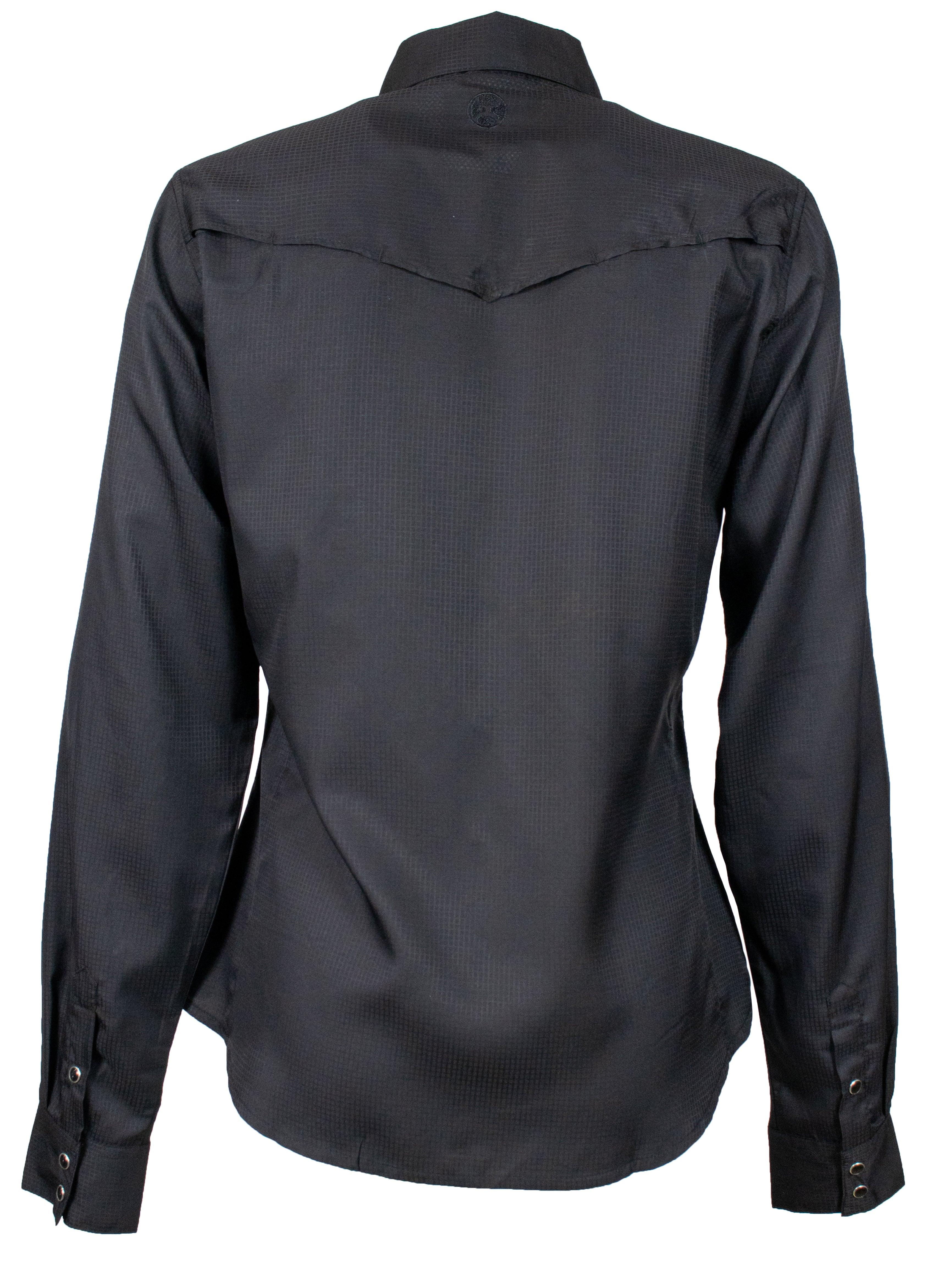 "Sol" Ladies Black Long Sleeve Pearl Snap Shirt - Image 3