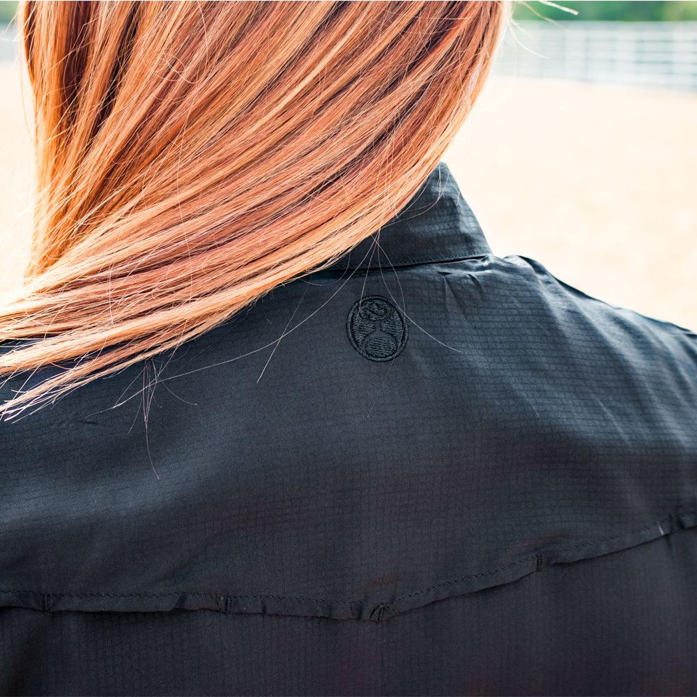 "Sol" Ladies Black Long Sleeve Pearl Snap Shirt - Image 5