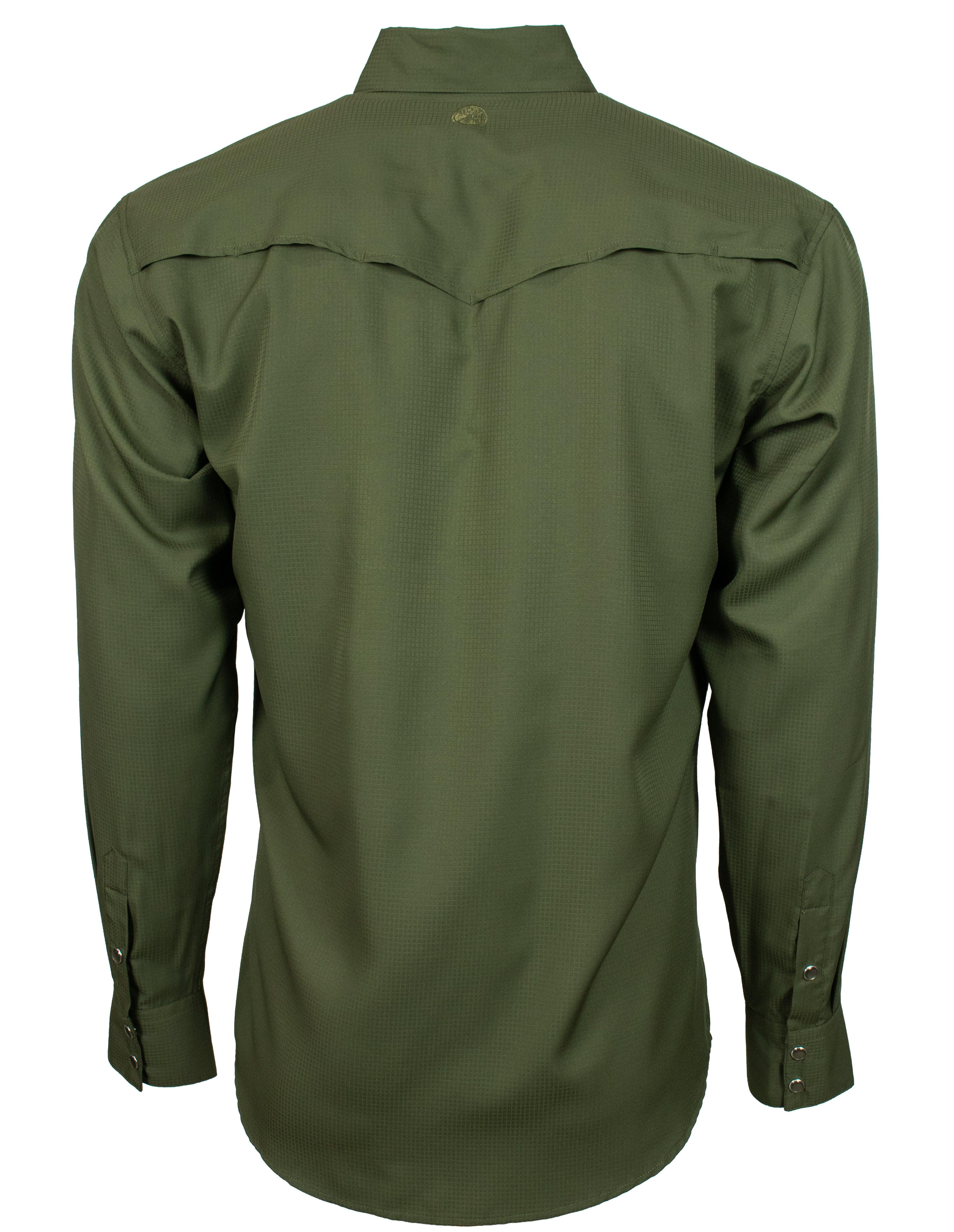 "Sol" Olive Long Sleeve Pearl Snap Shirt - Image 3
