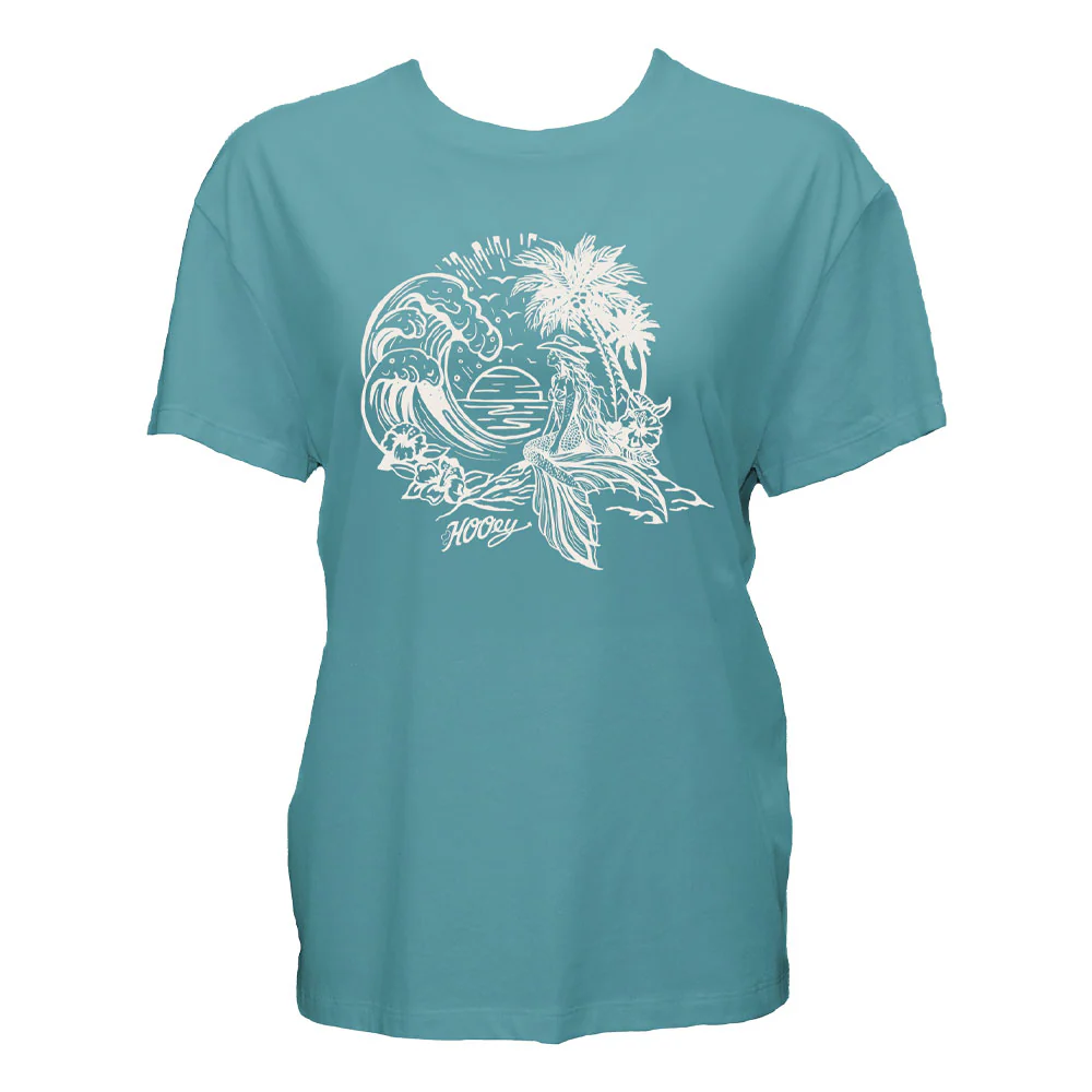 "Siren" T-shirt Teal w/White Ocean