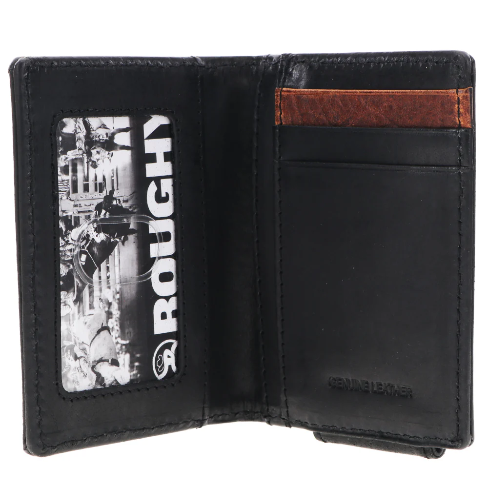 "Smackdown" Bifold Money Clip Wallet Black/Brown Patchwork - Image 3