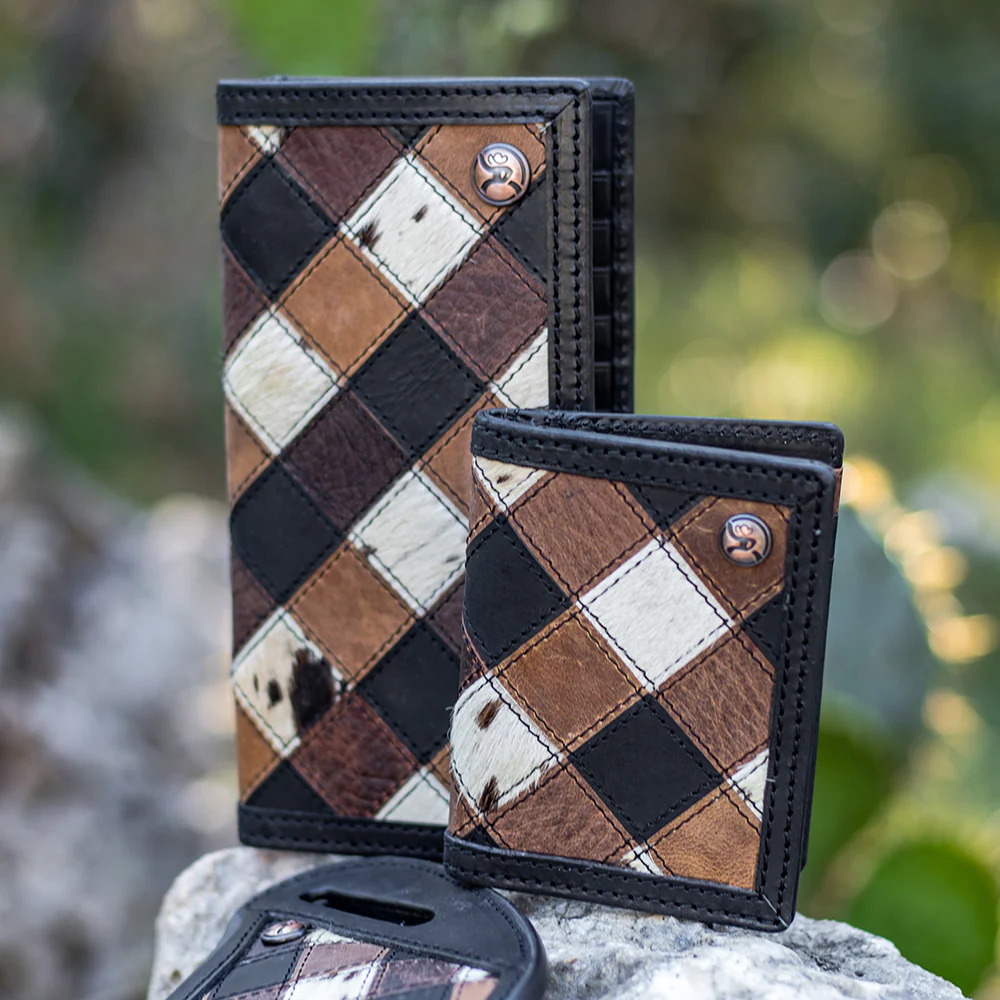 "Smackdown" Bifold Money Clip Wallet Black/Brown Patchwork - Image 4
