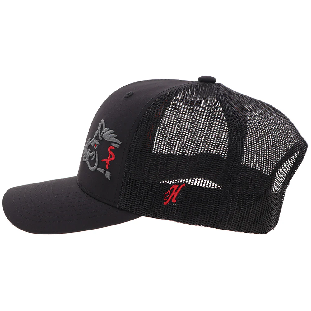 "Sniper Pig" Hat Black w/Grey/Red Logo - Image 3