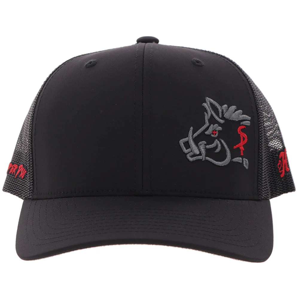 "Sniper Pig" Hat Black w/Grey/Red Logo - Image 4