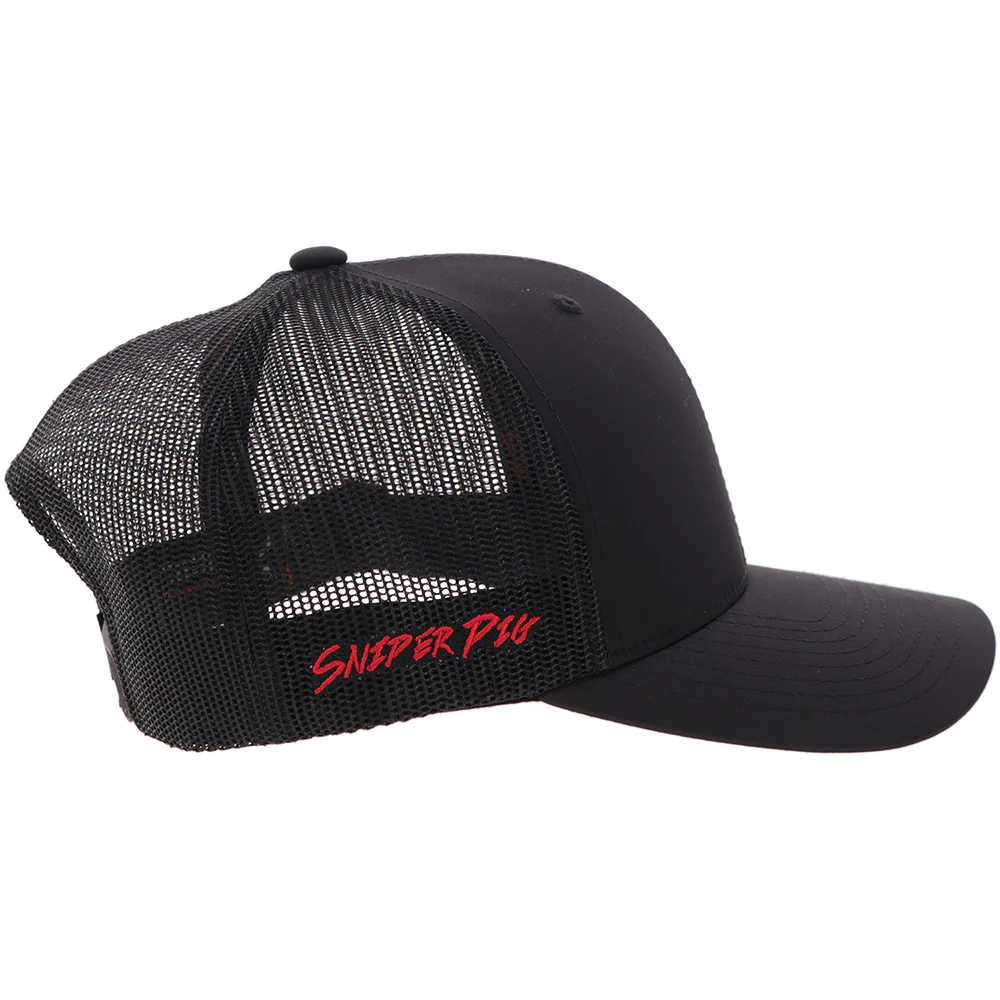 "Sniper Pig" Hat Black w/Grey/Red Logo - Image 5