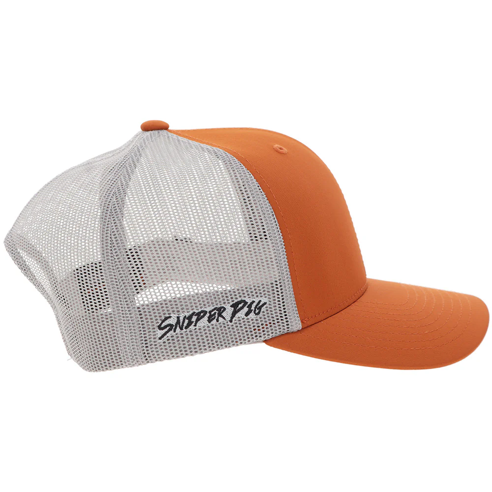 "Sniper Pig" Hat Orange/Grey w/Black/ Red Logo - Image 3