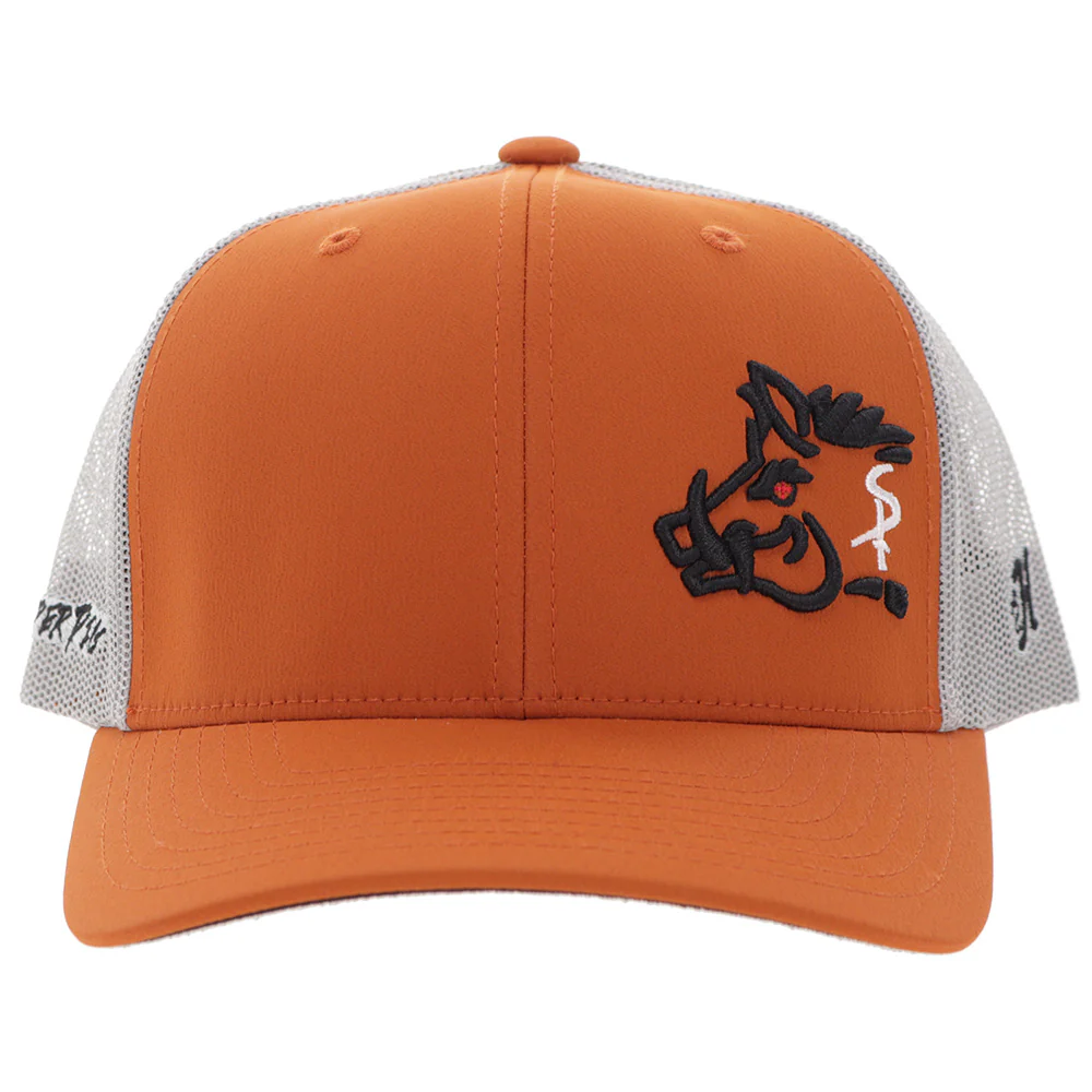 "Sniper Pig" Hat Orange/Grey w/Black/ Red Logo - Image 4