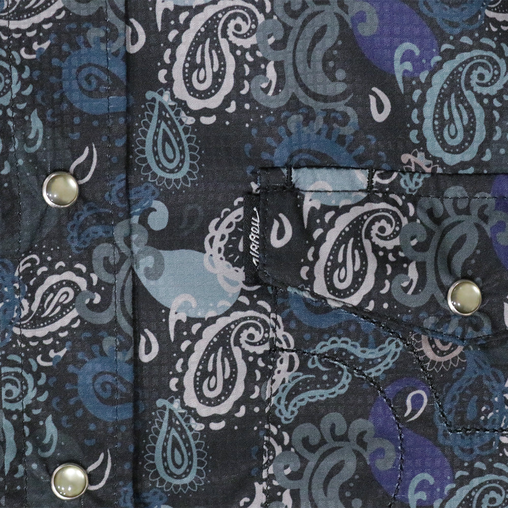 "Sol" Black/Paisley Long Sleeve Pearl Snap Shirt - Image 3