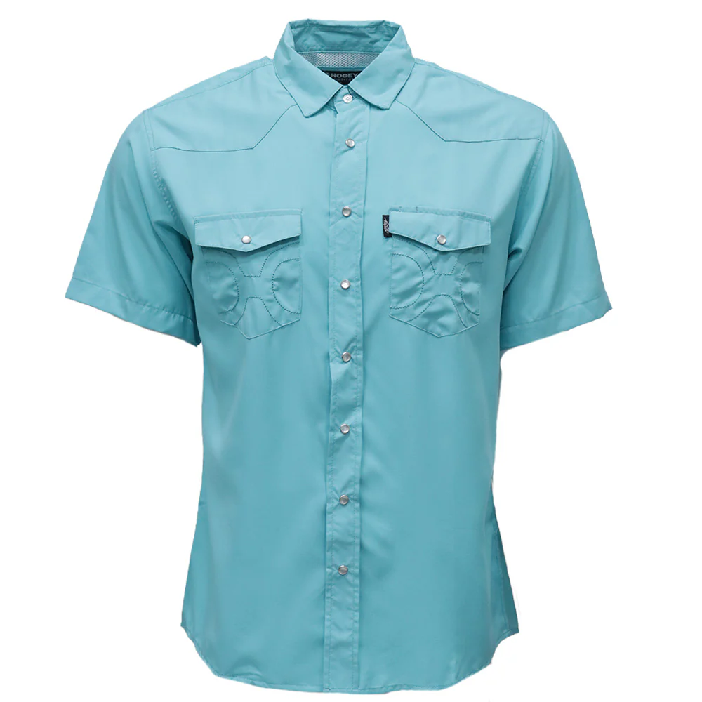 "Sol" Blue Short Sleeve Pearl Snap Shirt
