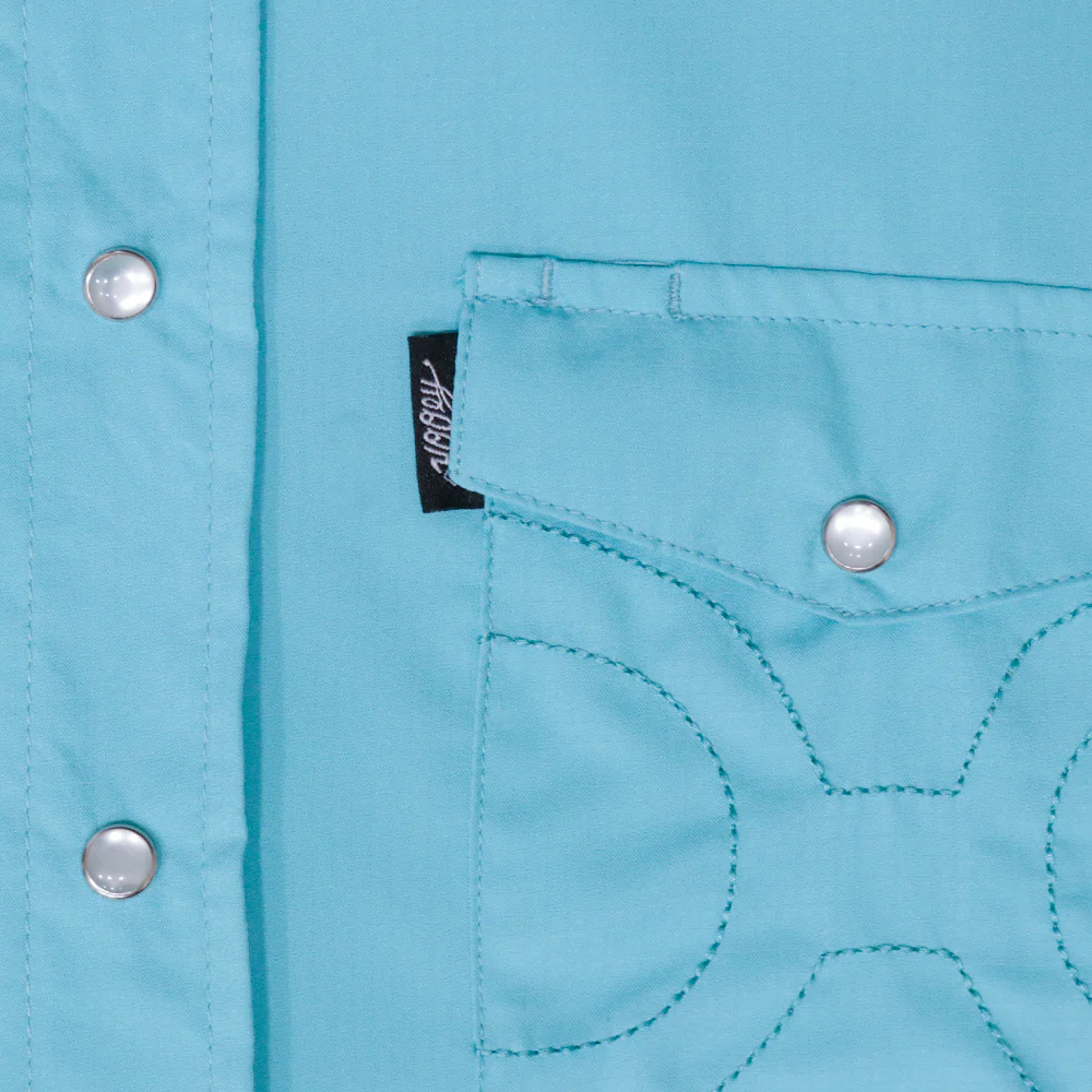 "Sol" Blue Short Sleeve Pearl Snap Shirt - Image 3