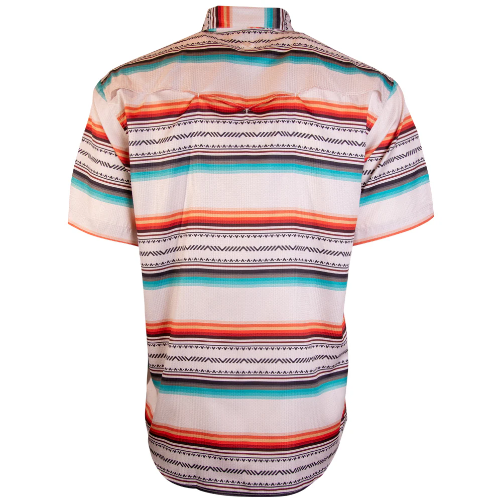 "Sol" Cream/Serape Short Sleeve Pearl Snap Shirt - Image 2