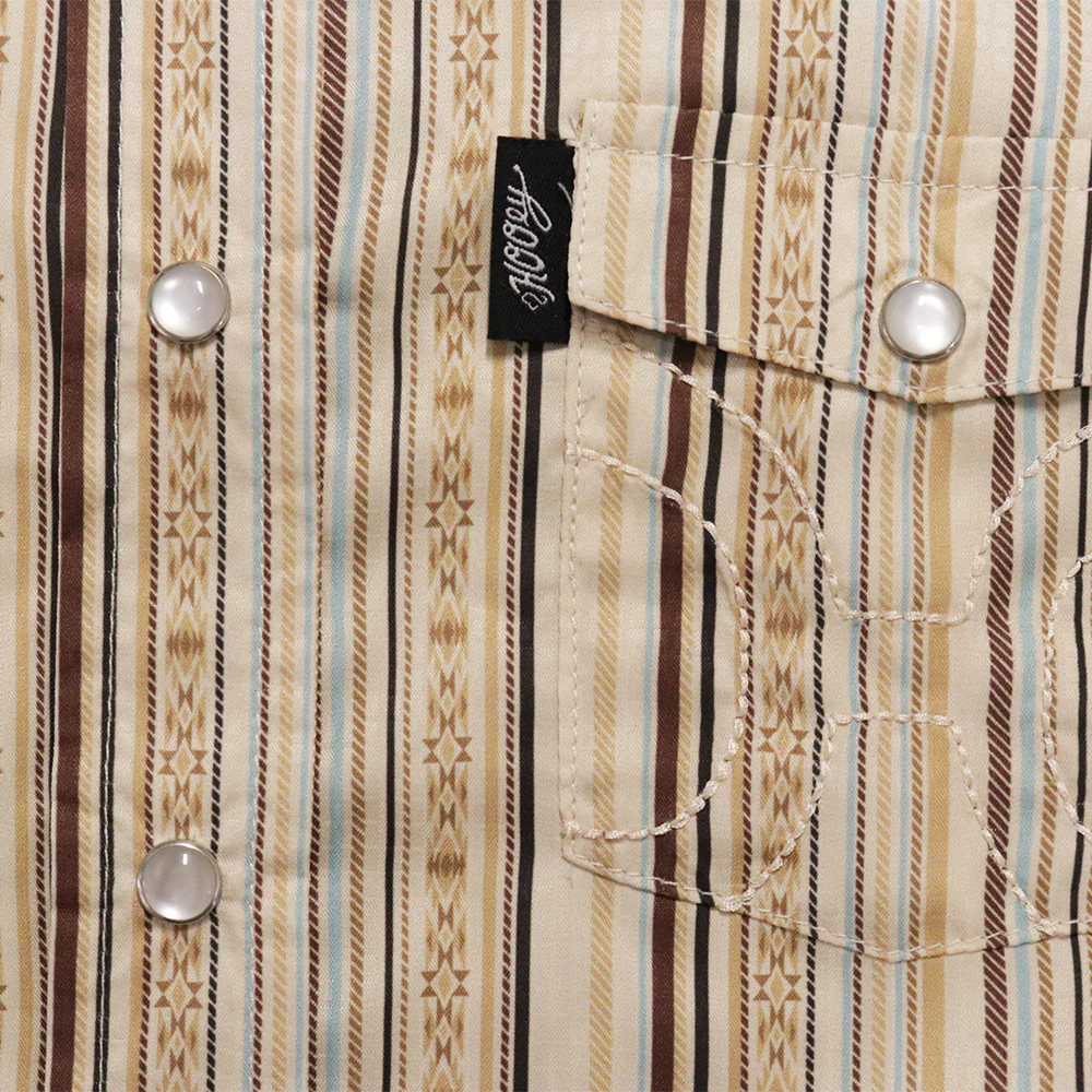 "Sol" Ladies Long Sleeve Pearl Snap Shirt Cream/Stripe - Image 3