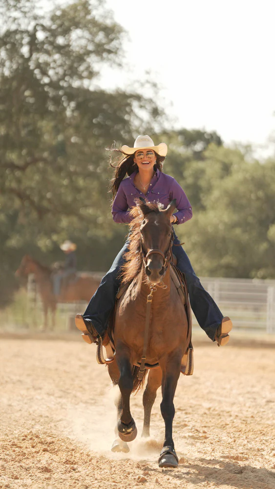 "Sol" Ladies Purple Long Sleeve Pearl Snap Shirt - Image 3