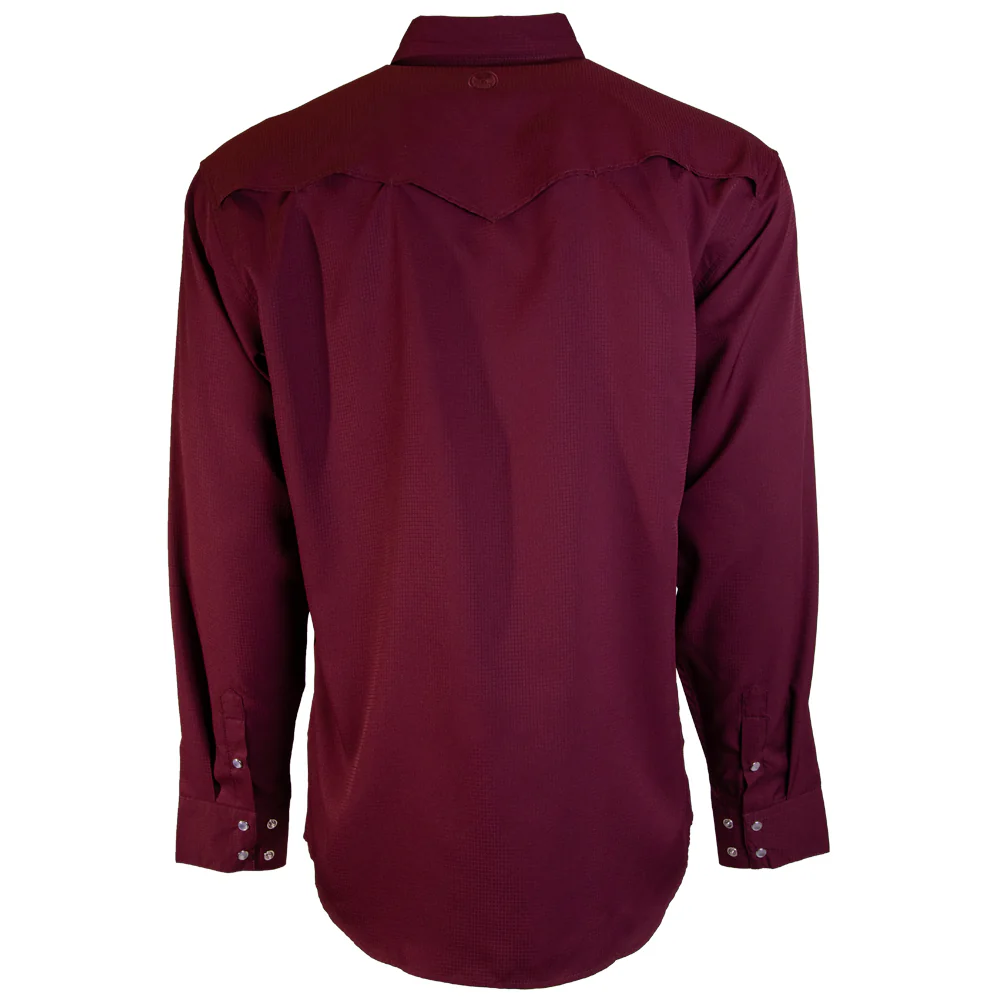 "Sol" Maroon Long Sleeve Pearl Snap Shirt - Image 2