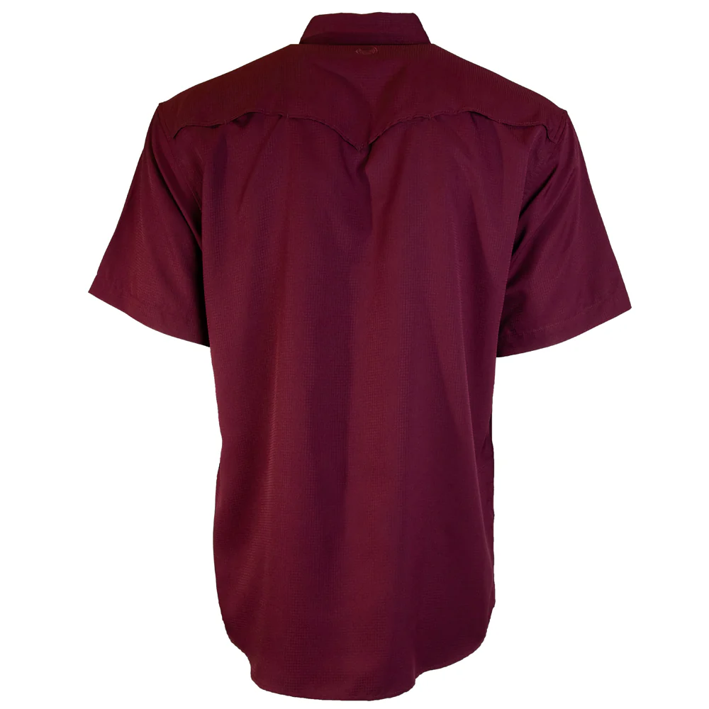 "Sol" Maroon Short Sleeve Pearl Snap Shirt - Image 2