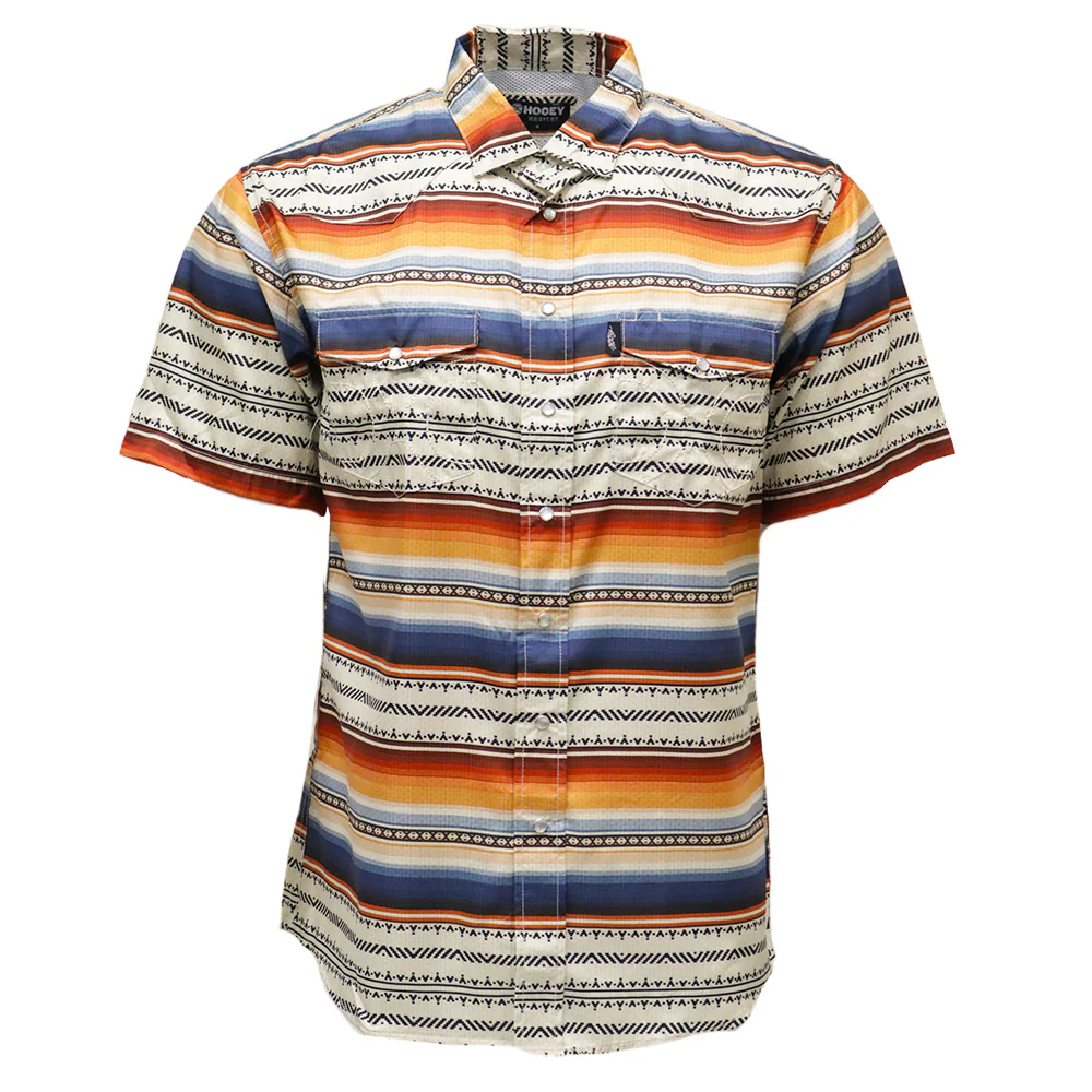 "Sol" Multi Color Serape Short Sleeve Pearl Snap Shirt