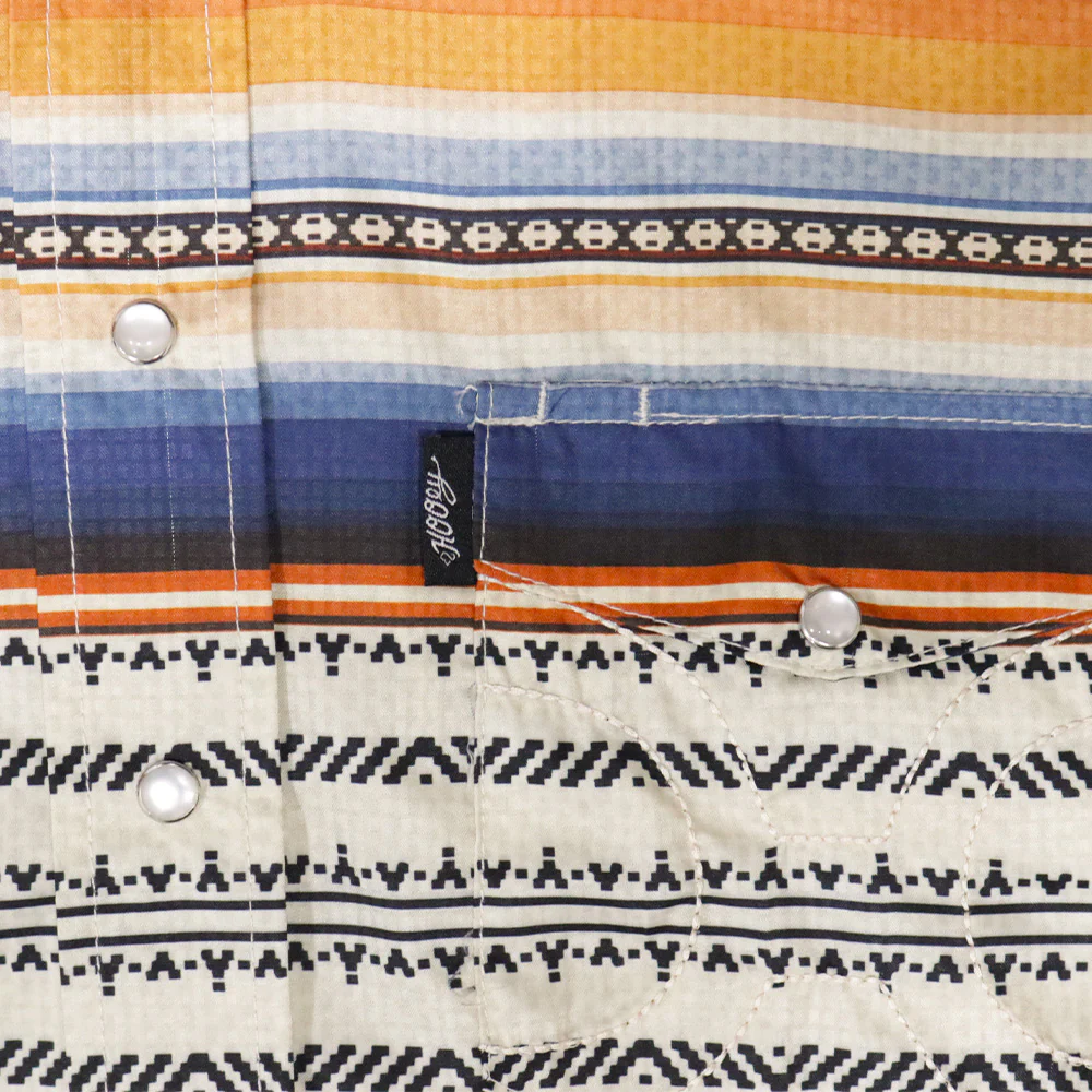 "Sol" Multi Color Serape Short Sleeve Pearl Snap Shirt - Image 3