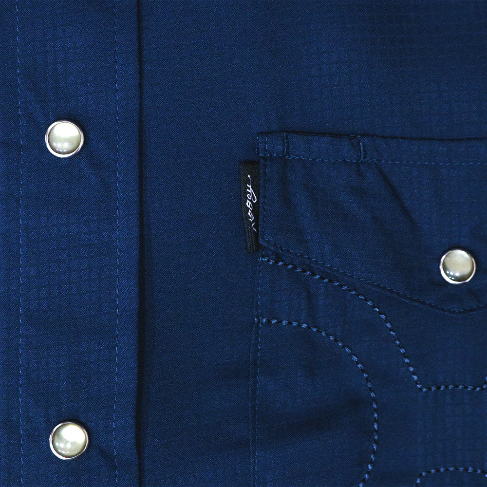 "Sol" Navy Long Sleeve Pearl Snap Shirt - Image 3