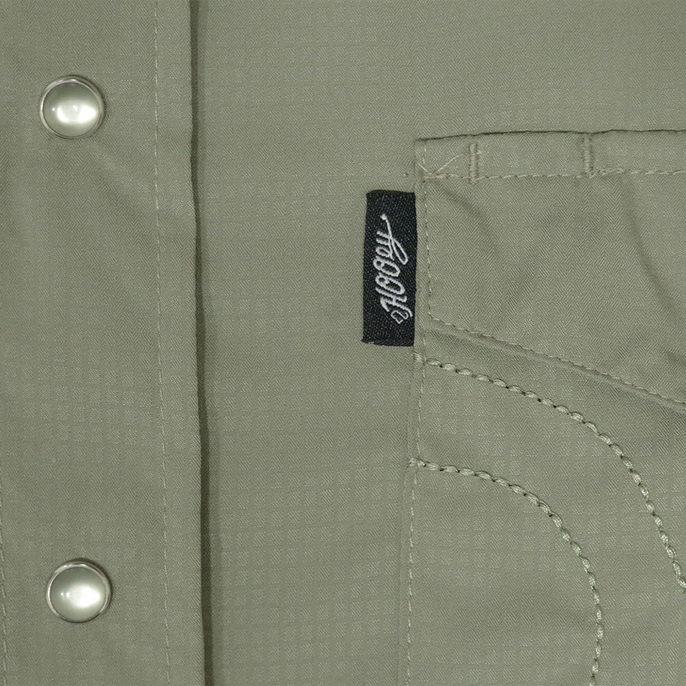 "Sol" Olive Green Short Sleeve Pearl Snap Shirt - Image 3